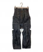 AKIKOAOKIアキコアオキ）の古着「レースアップスカートデニム」｜ブラック