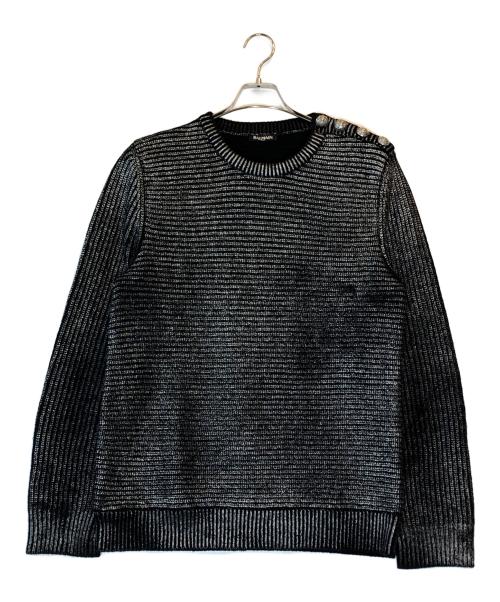 BALMAIN（バルマン）BALMAIN (バルマン) ボタンデザインラメニット ブラック サイズ:Mの古着・服飾アイテム