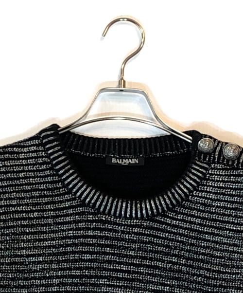 BALMAIN（バルマン）BALMAIN (バルマン) ボタンデザインラメニット ブラック サイズ:Mの古着・服飾アイテム