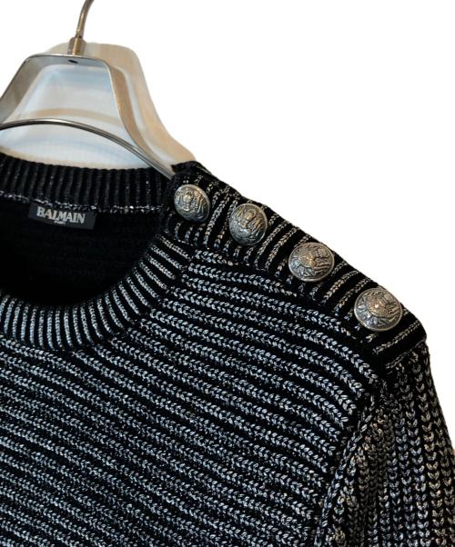 BALMAIN（バルマン）BALMAIN (バルマン) ボタンデザインラメニット ブラック サイズ:Mの古着・服飾アイテム
