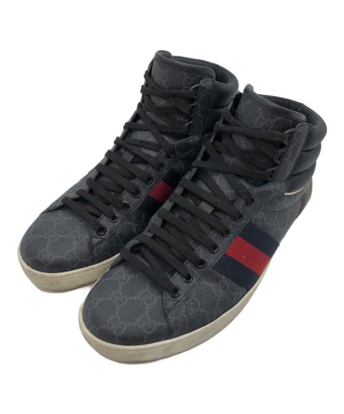 GUCCI（グッチ）GUCCI (グッチ) Ace GG High Top ハイカットスニーカー グレー サイズ:8の古着・服飾アイテム