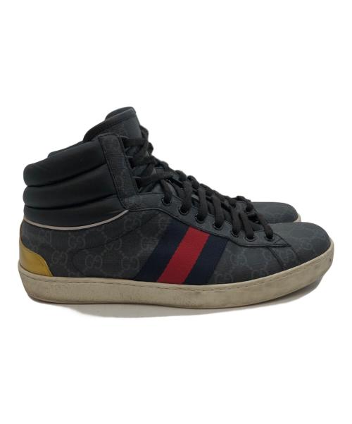 GUCCI（グッチ）GUCCI (グッチ) Ace GG High Top ハイカットスニーカー グレー サイズ:8の古着・服飾アイテム