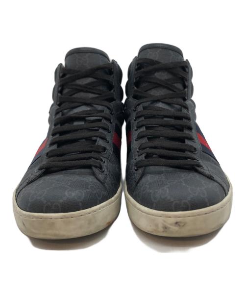 GUCCI（グッチ）GUCCI (グッチ) Ace GG High Top ハイカットスニーカー グレー サイズ:8の古着・服飾アイテム