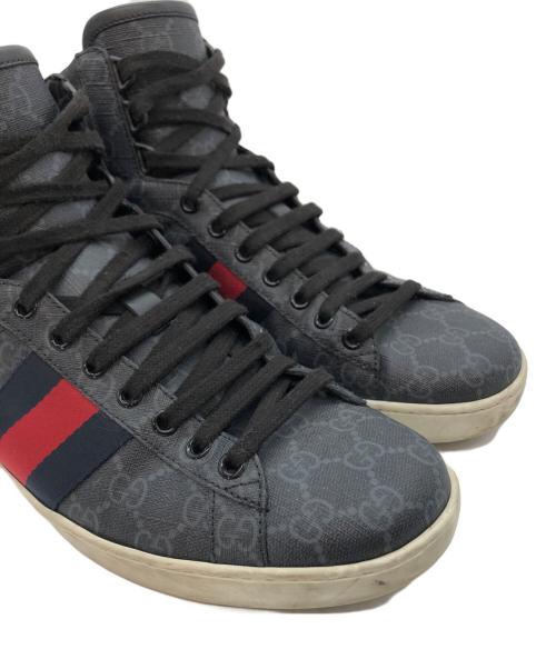 GUCCI（グッチ）GUCCI (グッチ) Ace GG High Top ハイカットスニーカー グレー サイズ:8の古着・服飾アイテム