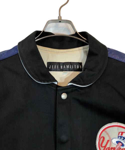 JEFF HAMILTON（ジェフハミルトン）JEFF HAMILTON (ジェフハミルトン) レザー切替スタジャン ブラック サイズ:LARGEの古着・服飾アイテム