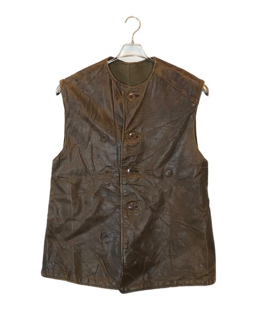 British Army（ブリティッシュアーミー）British Army (ブリティッシュアーミー) レザーライナー ベスト ブラウン サイズ:下記参照の古着・服飾アイテム
