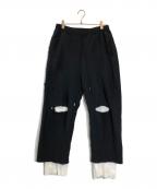 ANCELLMアンセルム）の古着「CRASH SWEAT LAYERED PANTS」｜ブラック