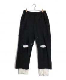 ANCELLM（アンセルム）の古着「CRASH SWEAT LAYERED PANTS」｜ブラック