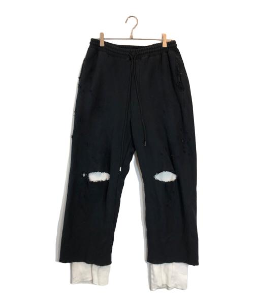 ANCELLM（アンセルム）ANCELLM (アンセルム) CRASH SWEAT LAYERED PANTS ブラック サイズ:1の古着・服飾アイテム