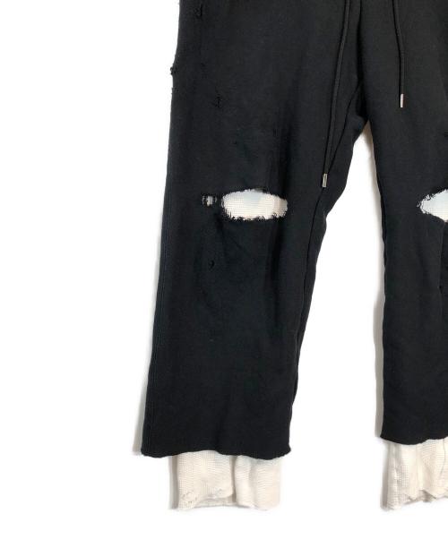 ANCELLM（アンセルム）ANCELLM (アンセルム) CRASH SWEAT LAYERED PANTS ブラック サイズ:1の古着・服飾アイテム