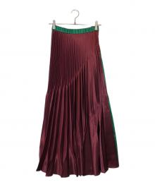 UN3D.（アンスリード）の古着「オリガミプリーツサテンバイカラースカート」｜ボルドー