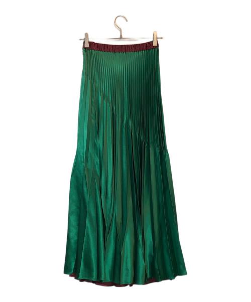 UN3D.（アンスリード）UN3D. (アンスリード) オリガミプリーツサテンバイカラースカート ボルドー サイズ:38の古着・服飾アイテム