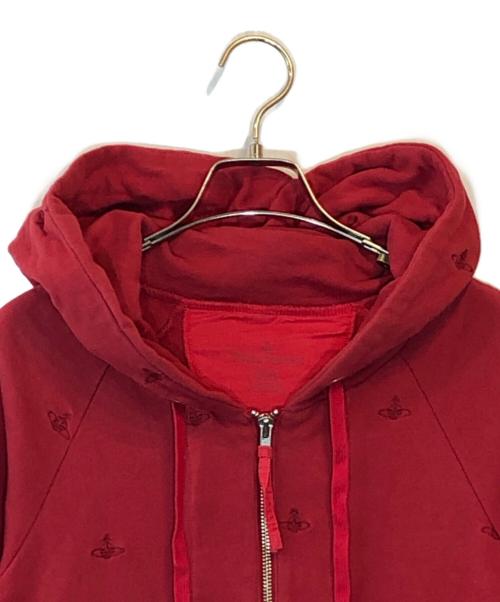 Vivienne Westwood RED LABEL（ヴィヴィアンウエストウッドレッドレーベル）Vivienne Westwood RED LABEL (ヴィヴィアンウエストウッドレッドレーベル) オーブ刺繍ジップパーカー レッド サイズ:2の古着・服飾アイテム