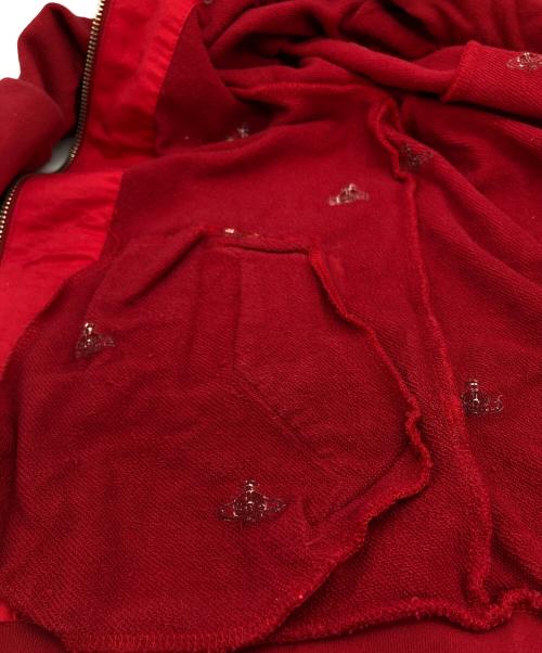 Vivienne Westwood RED LABEL（ヴィヴィアンウエストウッドレッドレーベル）Vivienne Westwood RED LABEL (ヴィヴィアンウエストウッドレッドレーベル) オーブ刺繍ジップパーカー レッド サイズ:2の古着・服飾アイテム