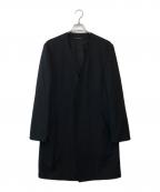 Yohji Yamamoto pour hommeヨウジヤマモト プールオム）の古着「ウールギャバジン ノーカラー コート」｜ブラック