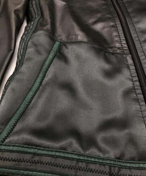 Yves Saint Laurent（イヴサンローラン）Yves Saint Laurent (イヴサンローラン) ラムレザー アシンメトリージャケット ブラック×グレー サイズ:44の古着・服飾アイテム