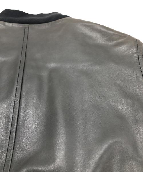 Yves Saint Laurent（イヴサンローラン）Yves Saint Laurent (イヴサンローラン) ラムレザー アシンメトリージャケット ブラック×グレー サイズ:44の古着・服飾アイテム