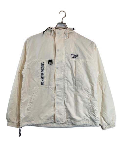 REEBOK（リーボック）REEBOK (リーボック) 別注 スモールベクター刺繍ナイロンマウンテンパーカー ホワイト サイズ:Mの古着・服飾アイテム