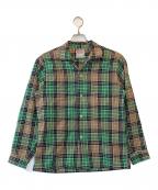 nelson paigeネルソンペイジ）の古着「オープンカラーチェックシャツ」｜グリーン