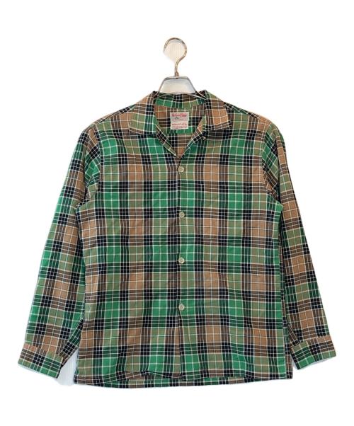 nelson paige（ネルソンペイジ）nelson paige (ネルソンペイジ) オープンカラーチェックシャツ グリーン サイズ:Mの古着・服飾アイテム