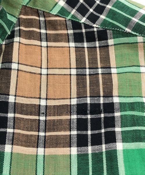 nelson paige（ネルソンペイジ）nelson paige (ネルソンペイジ) オープンカラーチェックシャツ グリーン サイズ:Mの古着・服飾アイテム