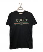 GUCCIグッチ）の古着「ロゴ オーバーサイズ コットン Tシャツ」｜ブラック