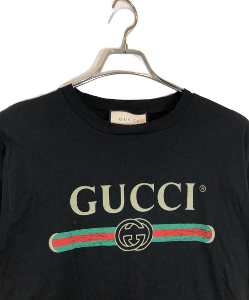 GUCCI（グッチ）GUCCI (グッチ) ロゴ オーバーサイズ コットン Tシャツ ブラック サイズ:XSの古着・服飾アイテム