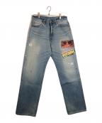 Hysteric Glamourヒステリックグラマー）の古着「HYSTERIC WEEKENDパッチ 60’S XXストレートパンツ」｜スカイブルー