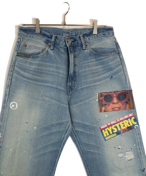 Hysteric Glamour（ヒステリックグラマー）Hysteric Glamour (ヒステリックグラマー) HYSTERIC WEEKENDパッチ 60’S XXストレートパンツ スカイブルー サイズ:W32L32の古着・服飾アイテム