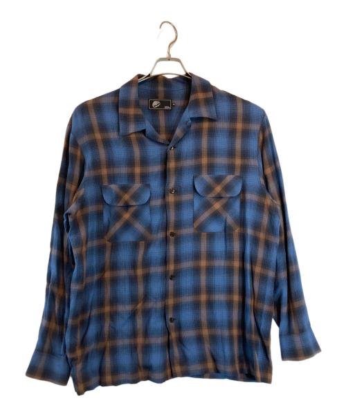 Hysteric Glamour（ヒステリックグラマー）Hysteric Glamour (ヒステリックグラマー) I'LL BE WAITING刺繍 オープンカラーシャツ ブルー サイズ:XLの古着・服飾アイテム