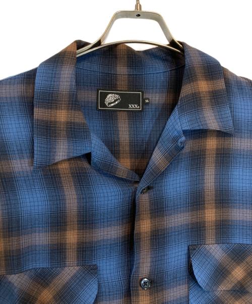 Hysteric Glamour（ヒステリックグラマー）Hysteric Glamour (ヒステリックグラマー) I'LL BE WAITING刺繍 オープンカラーシャツ ブルー サイズ:XLの古着・服飾アイテム