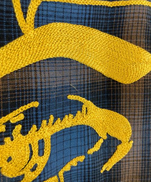 Hysteric Glamour（ヒステリックグラマー）Hysteric Glamour (ヒステリックグラマー) I'LL BE WAITING刺繍 オープンカラーシャツ ブルー サイズ:XLの古着・服飾アイテム