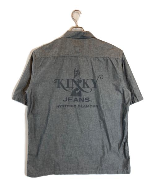 Hysteric Glamour（ヒステリックグラマー）Hysteric Glamour (ヒステリックグラマー) KINKY JEANS ロゴ エンジニア シャンブレー 半袖 シャツ グレー サイズ:XLの古着・服飾アイテム