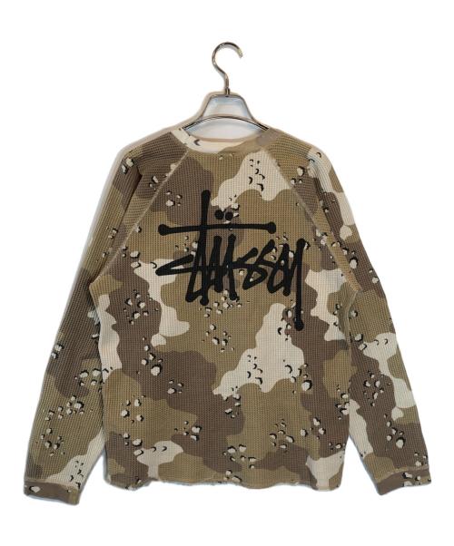 stussy（ステューシー）stussy (ステューシー) デザートカモ サーマルカットソー ブラウン サイズ:Sの古着・服飾アイテム