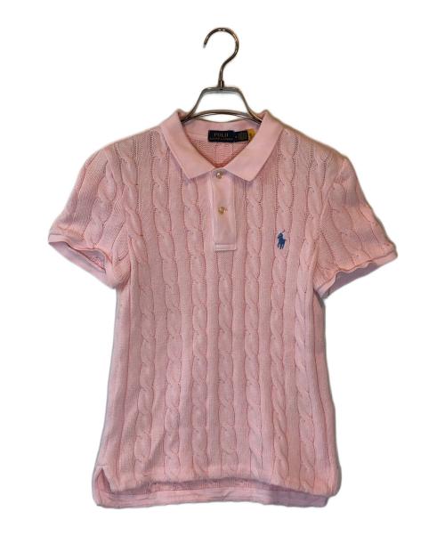 POLO RALPH LAUREN（ポロ・ラルフローレン）POLO RALPH LAUREN (ポロ・ラルフローレン) ケーブルニットポロシャツ ピンク サイズ:Mの古着・服飾アイテム