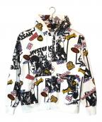 Hysteric Glamourヒステリックグラマー）の古着「4GIRLS柄 ジップパーカー」｜ホワイト×ブラック