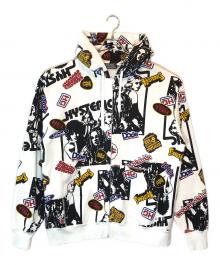 Hysteric Glamour（ヒステリックグラマー）の古着「4GIRLS柄 ジップパーカー」｜ホワイト×ブラック
