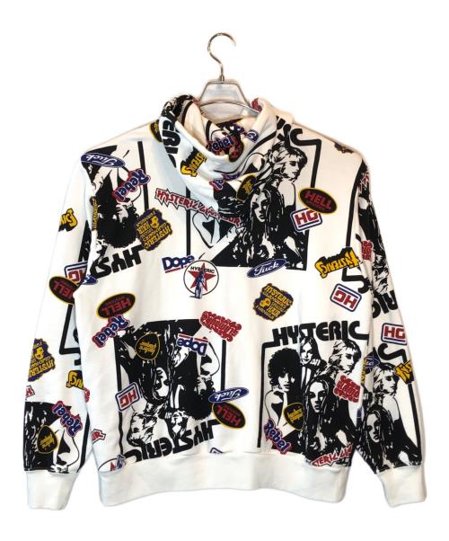 Hysteric Glamour（ヒステリックグラマー）Hysteric Glamour (ヒステリックグラマー) 4GIRLS柄 ジップパーカー ホワイト×ブラック サイズ:XLの古着・服飾アイテム