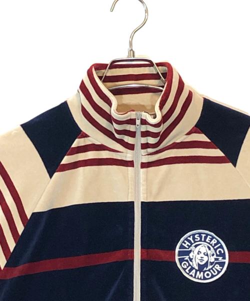 Hysteric Glamour（ヒステリックグラマー）Hysteric Glamour (ヒステリックグラマー) HYS SOUND ワッペン付きジャージ ベージュ×ネイビー サイズ:Lの古着・服飾アイテム