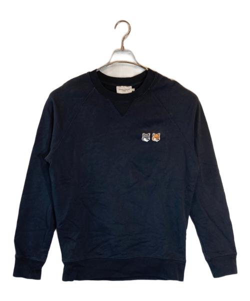 maison kitsune（メゾンキツネ）MAISON KITSUNE (メゾンキツネ) ダブルフォックスヘッド スウェットシャツ ブラック サイズ:Mの古着・服飾アイテム