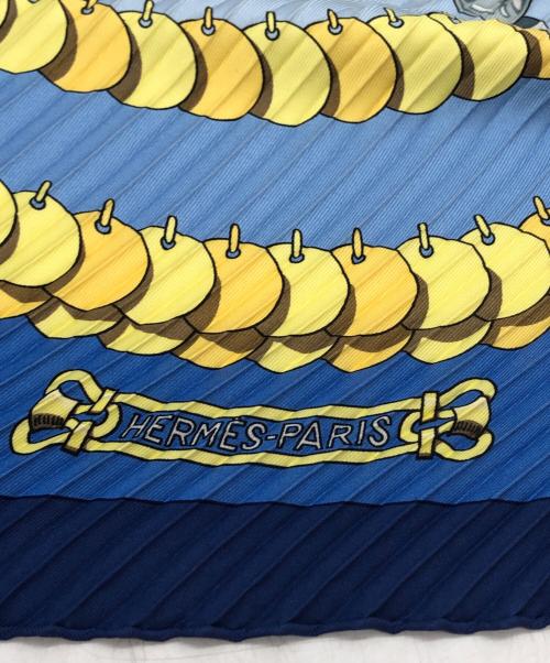 HERMES（エルメス）HERMES (エルメス) プリーツ シルクスカーフ ブルー サイズ:下記参照の古着・服飾アイテム