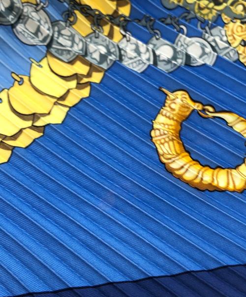 HERMES（エルメス）HERMES (エルメス) プリーツ シルクスカーフ ブルー サイズ:下記参照の古着・服飾アイテム