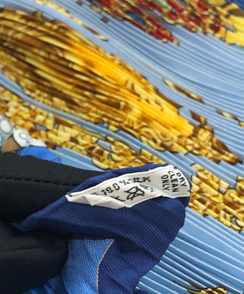 HERMES（エルメス）HERMES (エルメス) プリーツ シルクスカーフ ブルー サイズ:下記参照の古着・服飾アイテム