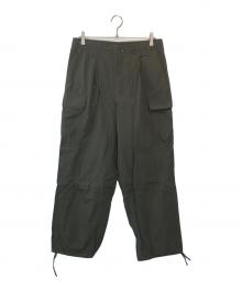 ATON（エイトン）の古着「KYOTO TSURIZOME COTTON WIDE EAZY CARGO PANTS」｜オリーブ