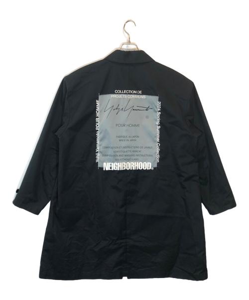 Yohji Yamamoto pour homme（ヨウジヤマモト プールオム）Yohji Yamamoto pour homme (ヨウジヤマモト プールオム) NEIGHBORHOOD (ネイバーフッド) バルカラー ロングコート ブラック サイズ:Lの古着・服飾アイテム