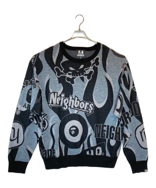 A BATHING APE（ア ベイシング エイプ）A BATHING APE (ア ベイシング エイプ) NEIGHBORHOOD (ネイバーフッド) BAPE NBHD RELAXED FIT KNIT リラックスフィットニット ブラック サイズ:XLの古着・服飾アイテム