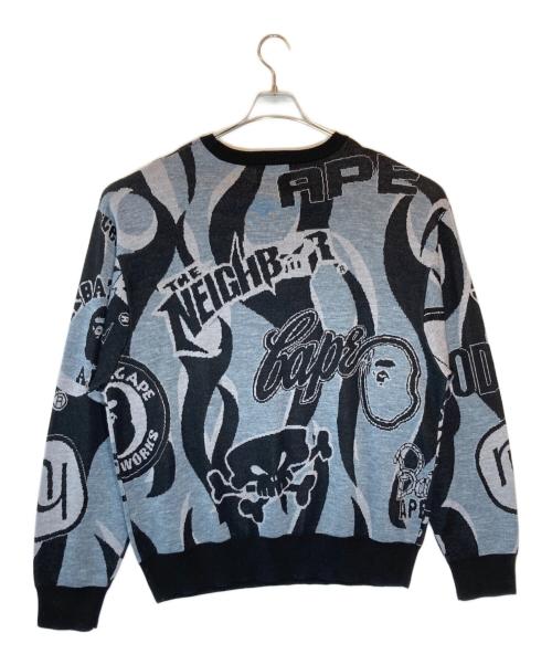 A BATHING APE（ア ベイシング エイプ）A BATHING APE (ア ベイシング エイプ) NEIGHBORHOOD (ネイバーフッド) BAPE NBHD RELAXED FIT KNIT リラックスフィットニット ブラック サイズ:XLの古着・服飾アイテム