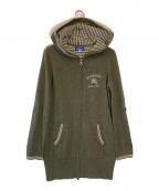 BURBERRY BLUE LABELバーバリー ブルー レーベル）の古着「ロゴニットジップパーカー」｜オリーブ