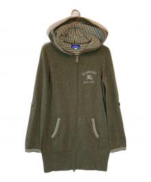 BURBERRY BLUE LABEL（バーバリー ブルー レーベル）の古着「ロゴニットジップパーカー」｜オリーブ