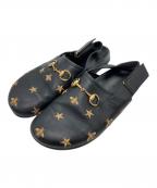 GUCCIグッチ）の古着「ビー スター ホースビット クロッグ サンダル」｜ブラック×ゴールド
